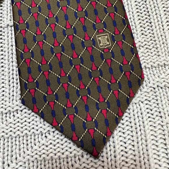 Celine brown equestrian bit motif silk tie - Picture 2 of 6